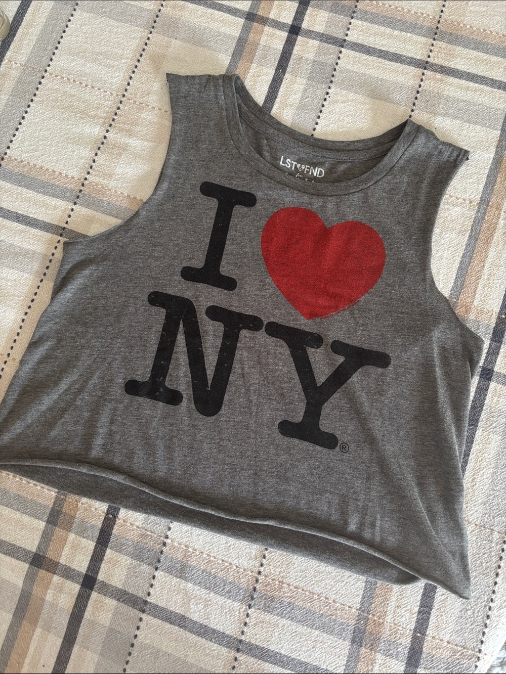 American Eagle Outfitters Gray Tank Top with Red Heart 'I ♥ NY' Graphic